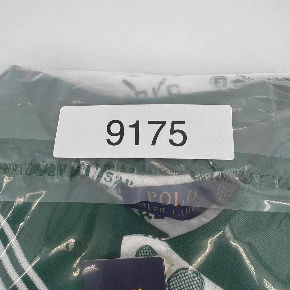 Polo Ralph Lauren Polo Shirt Mens 3XLT White Green Tennis Graphic Print New